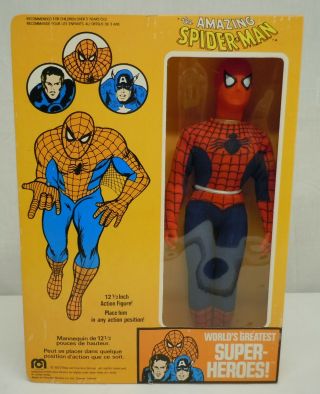 Vintage Mego 12.  5 " Spiderman Wgsh Figure 1977 With English French Box 4018