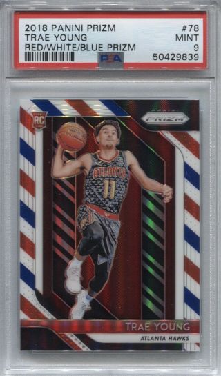 Trae Young Psa 9 2018 - 19 Panini Prizm Basketball 78 Red White Blue Rookie 9839