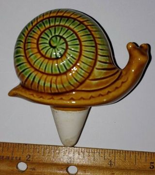 Vintage Ceramic Shiny Glaze Snail Spike Plant Waterer - Japan