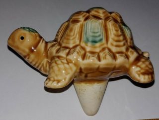 Vintage Ceramic Shiny Glaze Turtle Spike Plant Waterer - Japan