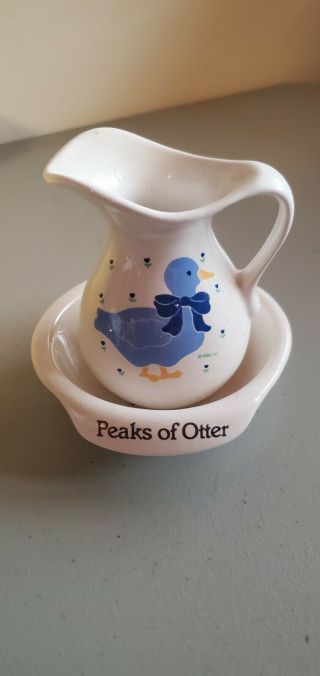 Vintage Treasure Craft Ceramic Pitcher Wash Bowl Basin Peaks Of Otter 4.  5 " Tall