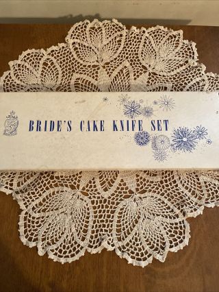 Vintage Bride’s Cake Knife Set Kirk’s Forged Stainless Sheffield Cutlery England