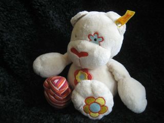 Rare Vintage German Steiff Bear W.  Button & Tag Baby Toy