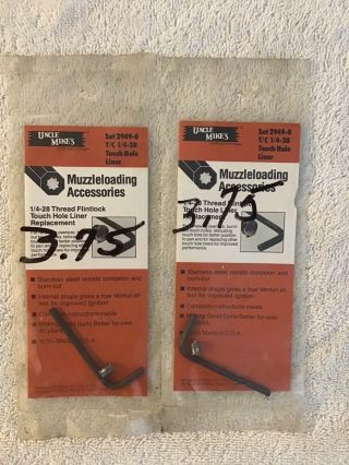 2 Uncle Mikes Touch Hole Liners Thompson Center 1/4 X 28 2949 - 0 Nos