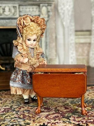 Vintage Miniature Dollhouse Artisan Drop - Leaf Table 1:24th Child Room Size Wood
