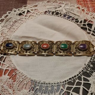 Vintage Chunky Sarah Coventry Multi - Color Faux Stone Bracelet