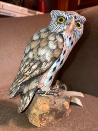 Vintage Hand Carved Wooden Owl By John J Madison Co.  - California