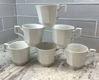 Set Of 6 Vtg Johnson Brothers Heritage White Ironstone England Tea Coffee Cups