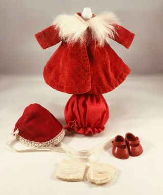 Vintage Vogue Tag Ginny Red Velvet Coat,  Bonnet Socks Shoes Bloomers (no Doll)