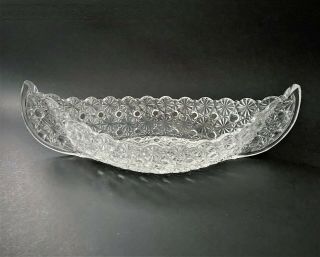 Vintage Daisy And Button Fenton Large Size Canoe Boat Dish Pressed Glass - 11 " L