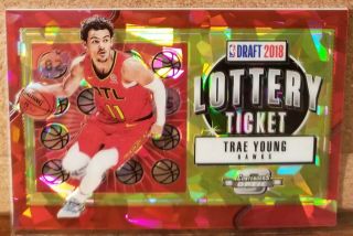 2018 - 19 Contenders Optic Trae Young Cracked Red Ice Lottery Ticket Rookie 5 Rc