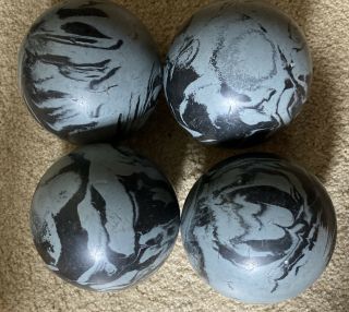 4 Vintage Unbranded Candlepin Bowling Balls Gray & Black Swirls 2 Lb 6.  5 Oz Each