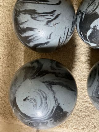 4 Vintage Unbranded Candlepin Bowling Balls Gray & Black Swirls 2 lb 6.  5 oz each 3