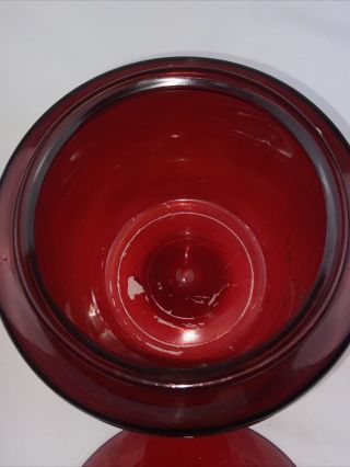 Anchor Hocking Red Apple Glass Canister/Cookie Jar And Lid Vintage 3