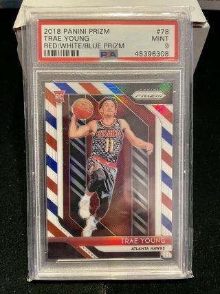 2018 Panini Prizm Red White Blue 78 Trae Young Rookie Rc Psa 9 (a)