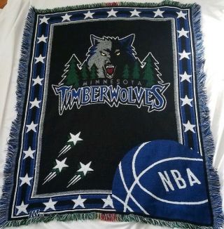 Vintage Minnesota Timberwolves Nba Blanket Made In Usa The Northwest Co Vtg