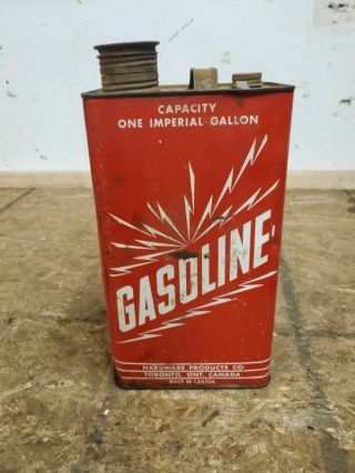 Vintage Gasoline One Imperial Gallon Hardware Products Co Toronto Ontario Canada