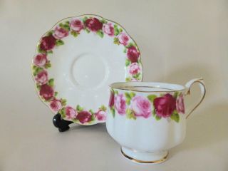 Royal Albert Old English Rose Bone China Duo,  Vintage Pink Floral Tea Cup Set
