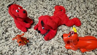 Scholastic Side Kicks Clifford The Big Red Dog Plush/plastic Bank/rubber Figure