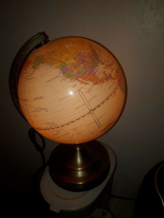 Vintage World Globe Map Electric Night Light - 3 Way Bulb Touch On Lamp