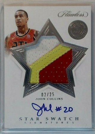 2019 - 20 Flawless John Collins Star Swatch Game Patch Auto 2/25 Hawks