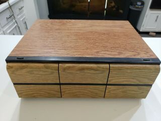 Vtg 66 Cd Holder Media Storage Cabinet Case Faux Wood Grain 3 Drawer Organizer