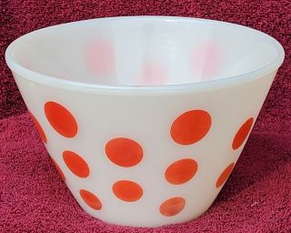 Vintage Fire King Red And White Polka Dot Mixing Bowl 6 7/8 "
