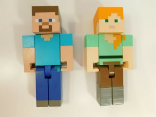 Minecraft Alex & Steve Action Figures,  Large Scale 8.  5 Inch Tall