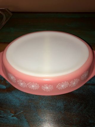 Vintage Pyrex Pink White Daisy Casserole Dish with Lid Cover 1.  5 Quart 2