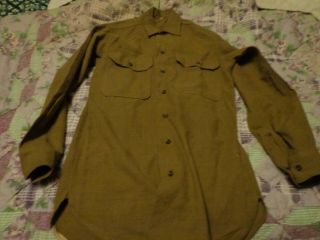 Vintage Ww2 Wwii Us Army Wool Uniform Shirt Mustard Gas Flap Size 33