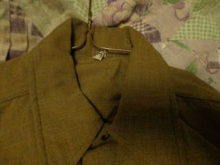 Vintage WW2 WWII US Army Wool Uniform Shirt Mustard Gas Flap Size 33 2