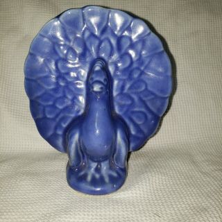 Mccoy U.  S.  A.  Peacock Wall Pocket Planter Vase Blue Ceramic Vintage