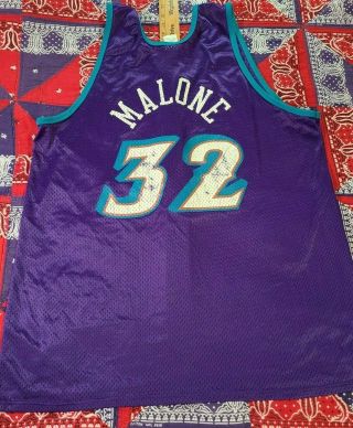 Vtg 80s 90s Hanes Karl Malone Utah Jazz Nba Basketball Sports Fan Jersey Shirt L