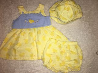 Girls Vintage 3 Piece 18 Month 2nd Step Outfit With Hat