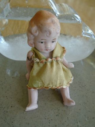 Antique Germany Bisque Doll 3 1/2 " Wired Joints Miniature Vintage 943 /9