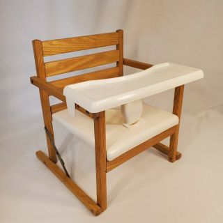 Vintage Solid Oak Wooden Potty Training Chair Seat Tray & Bucket Foldable