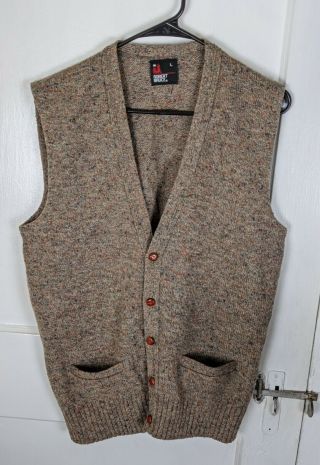 Vtg Robert Bruce Wool Blend Union Made Usa Cardigan Sweater Vest Men L Buttoned