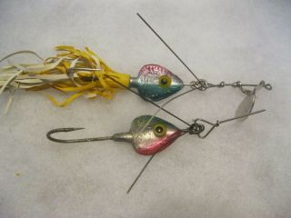 Vintage Fred Arbogast Hawaiian Wiggler 1 1/2 Red / Green Fishing Lure X2
