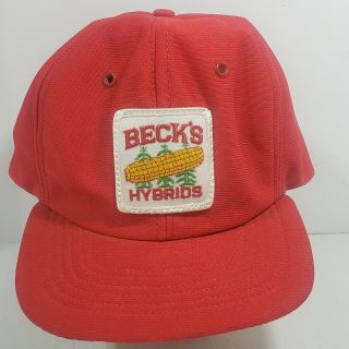 Vintage Farmers Beck’s Hybrids Snapback Hat Patch Cap Trucker Made In Usa