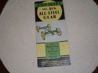 Vintage John Deere No.  802 All - Steel Wagon Gear Brochure,  1941