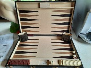 Backgammon Spiel Von Hartung Im Koffer,  Vintage.  45 Cm X 28 Cm.