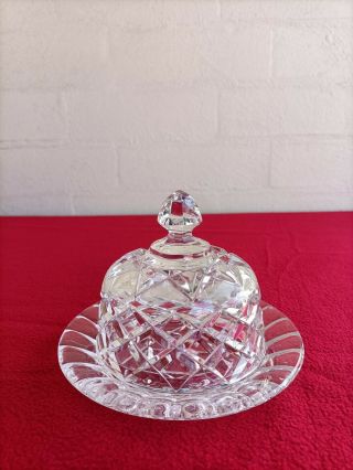 Vintage Quality Crystal Cut Domed Butter Dish Postage