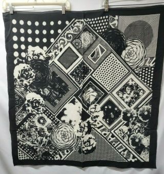 Vintage Ostiuelli Silk Scarf Black & White 35 " Square