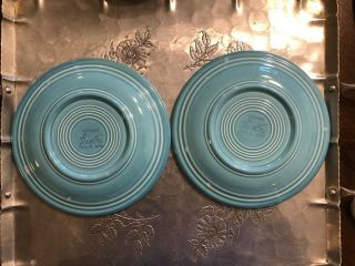 2 Vintage Fiesta Ware Homer Laughlin Turquoise Blue Salad Plates 2