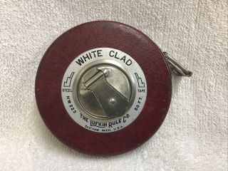 Vintage Lufkin 50 Ft White Clad Steel Tape Banner Series