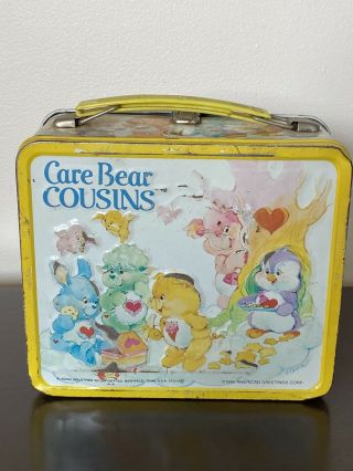 Vintage Care Bear Cousins Metal Lunch Box From 1985 W/ Thermos