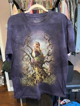 Vtg The Mountain T - Shirt All Over Tie Dye Fantasy Fairy Purp Nature Size L Large