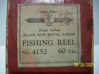 Antique/Vtg No.  4152 ONE FINE STERLING QUALITY SINGLE ACTION FISHING REEL BOX 3