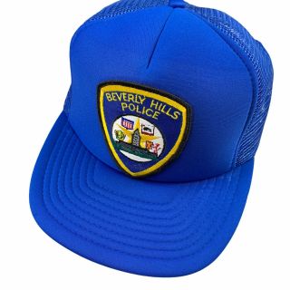 Vtg Nos Beverly Hills Police Department Trucker Hat Snapback 80s Vintage Blue