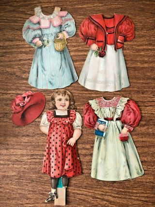Antique Victorian Advertsing Lithograph Paper Doll W 3 Dress,  Hat No Trade Name